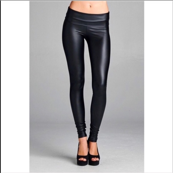 Plus Size Faux Leather Leggings High Waisted - Picture 6 of 7